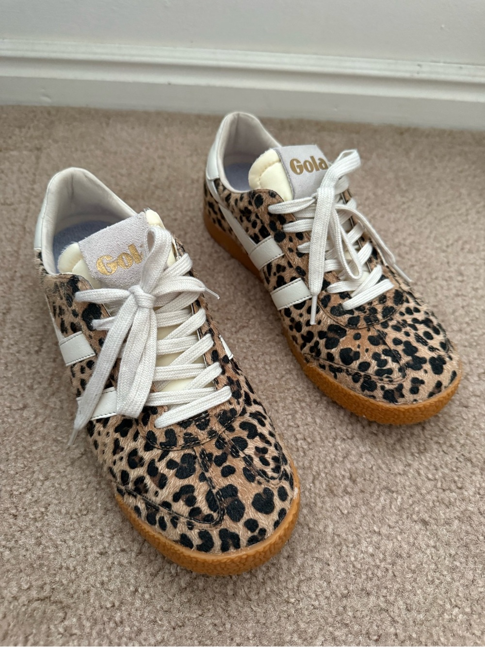 Gola Leopard-Print Trainers With White Stripes And Gum Sole